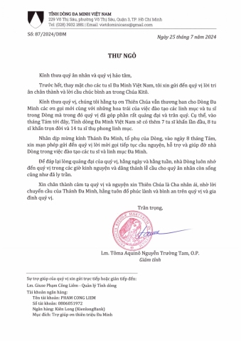 Thu ngo dip le thanh Đa Minh 2024